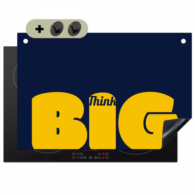 Think big - Blauw - Geel Inductie beschemer met haakjes klein -3d