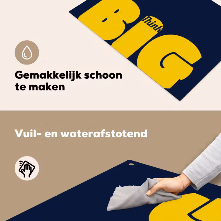 Think big - Blauw - Geel Inductie beschemer met haakjes klein -ky-schoon-nl