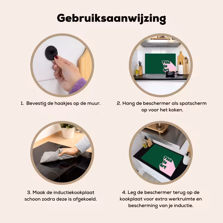 This is art - Schaduw - Roze Inductie beschemer met haakjes klein -ky-gebruik-nl