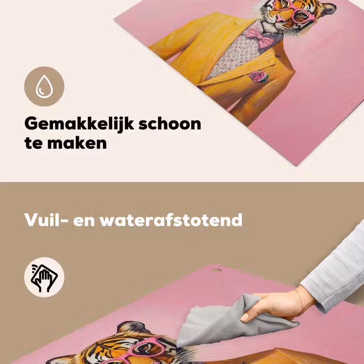 Tijger - Bril - Geel - Jasje Inductie beschemer met haakjes klein -ky-schoon-nl