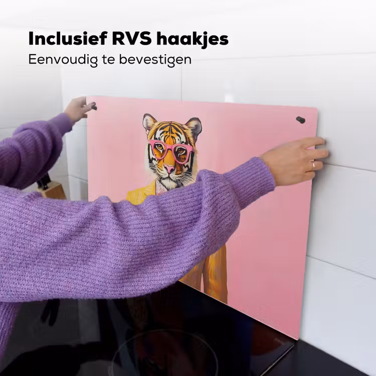 Tijger - Bril - Geel - Jasje Inductie beschemer met haakjes klein -ky-ophangen-nl