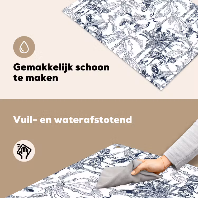 Tijger - Jungle - Blauw Inductie beschemer met haakjes klein 777 -ky-schoon-nl