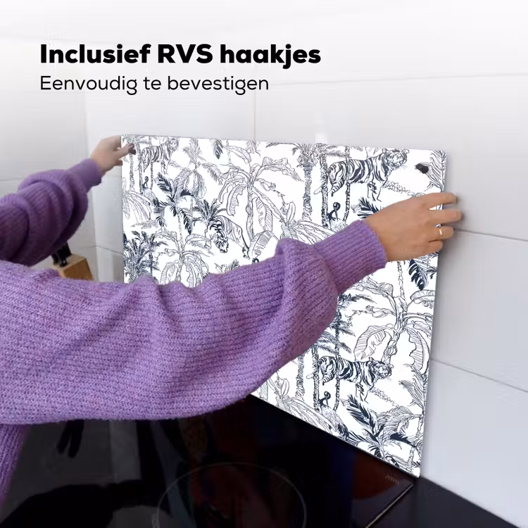 Tijger - Jungle - Blauw Inductie beschemer met haakjes klein 777 -ky-ophangen-nl