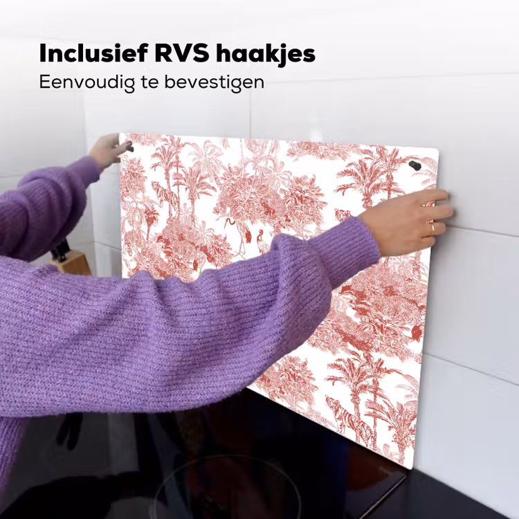 Tijger - Jungle - Natuur - Rood Inductie beschemer met haakjes klein 777 -ky-ophangen-nl