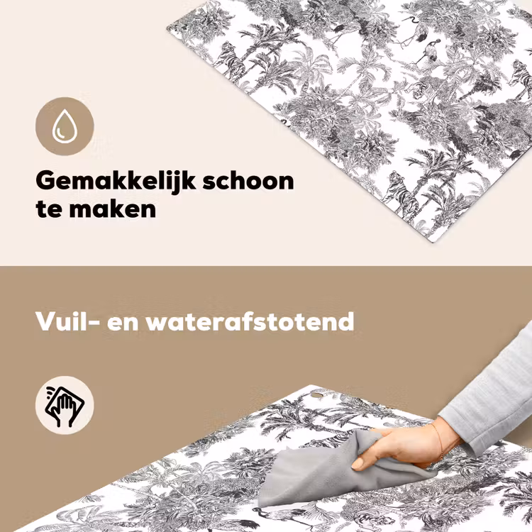 Tijger - Jungle - Patroon - Grijs Inductie beschemer met haakjes klein 777 -ky-schoon-nl