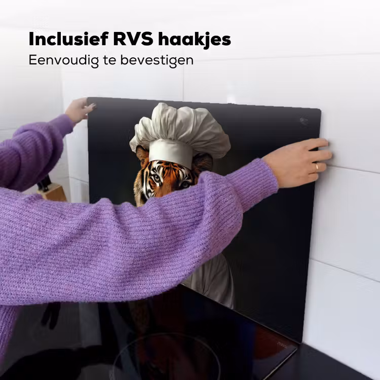 Tijger - Kokskleding - Bruin Inductie beschemer met haakjes klein -ky-ophangen-nl