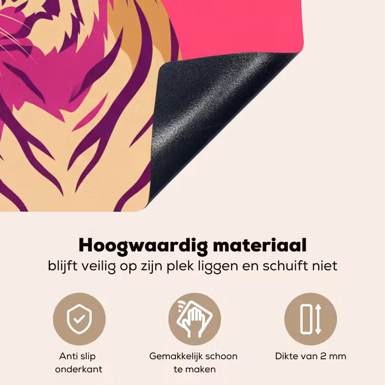 Tijger - Modern - Neon Inductie beschemer met haakjes klein -ky-onderkant-nl