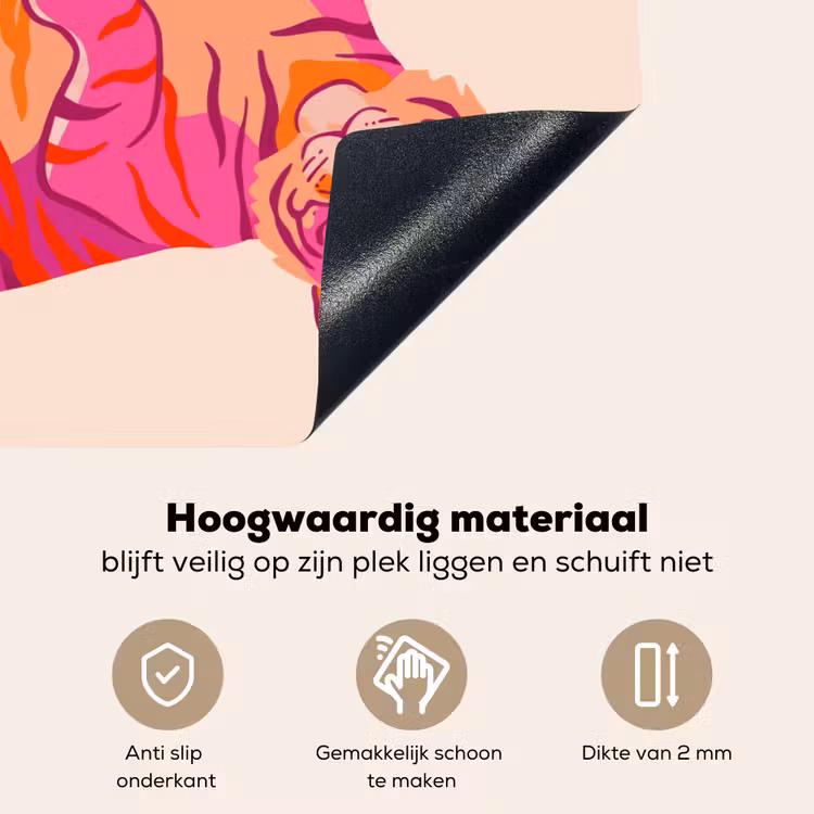 Tijger - Roze - Oranje Inductie beschemer met haakjes klein -ky-onderkant-nl