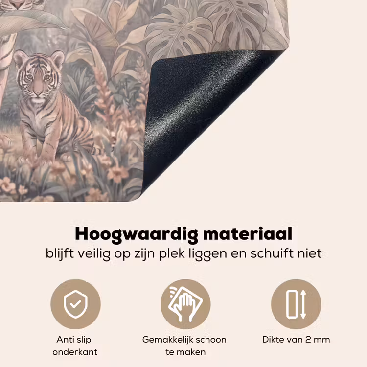 Tijger - Welp - Jungle - Illustratie - Dieren Inductie beschemer met haakjes klein -ky-onderkant-nl