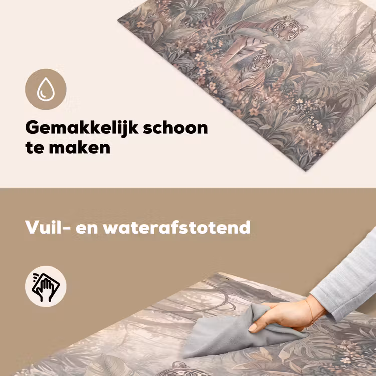 Tijger - Welp - Jungle - Illustratie - Dieren Inductie beschemer met haakjes klein -ky-schoon-nl