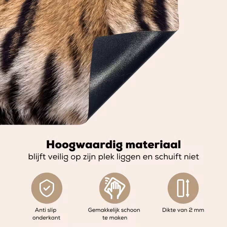 Tijgervacht - Klassiek - Zwart Inductie beschemer met haakjes klein -ky-onderkant-nl