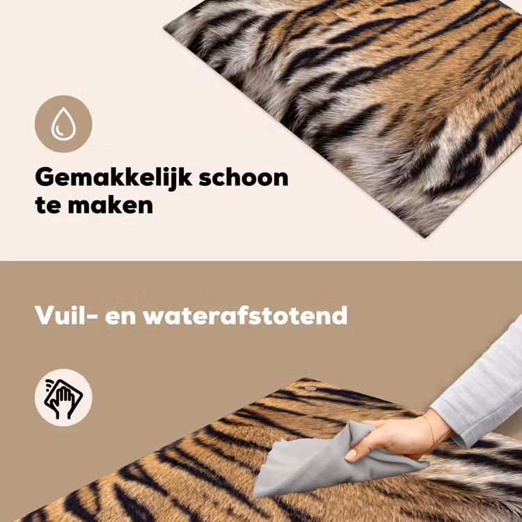 Tijgervacht - Klassiek - Zwart Inductie beschemer met haakjes klein -ky-schoon-nl