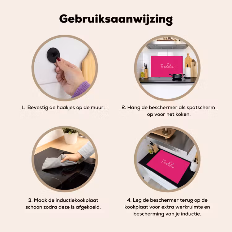 Toedeloe - Roze Inductie beschemer met haakjes klein -ky-gebruik-nl