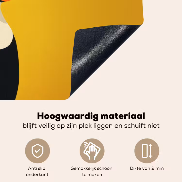 Toekan - Minimalistisch - Snavel - Oranje Inductie beschemer met haakjes klein -ky-onderkant-nl