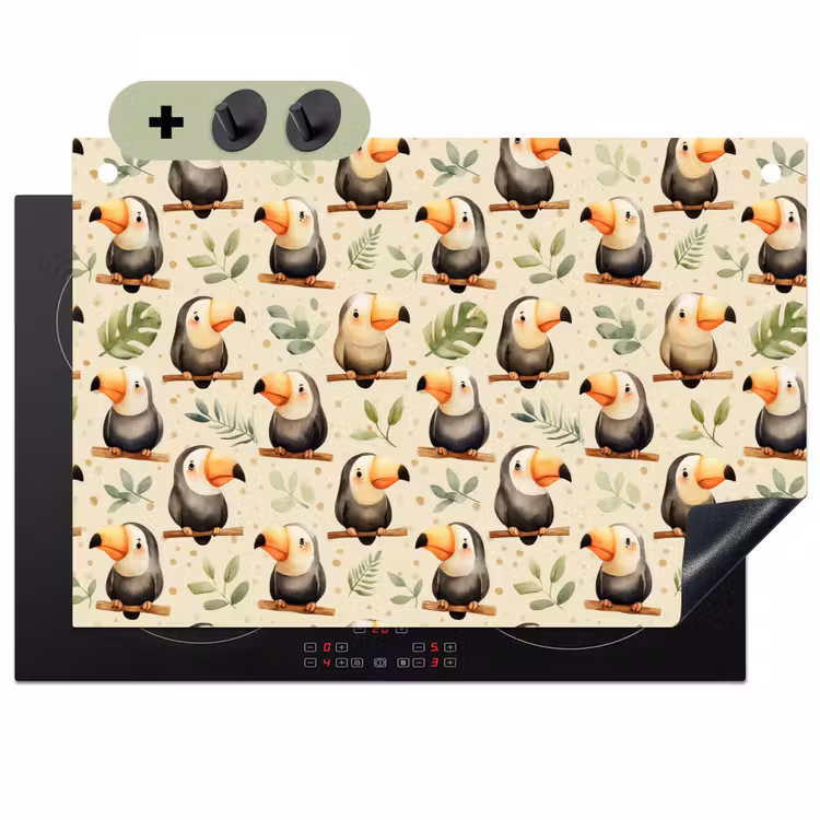 Toekans - Exotisch - Kleurrijk Inductie beschemer met haakjes klein 777 -3d