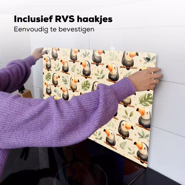 Toekans - Exotisch - Kleurrijk Inductie beschemer met haakjes klein 777 -ky-ophangen-nl