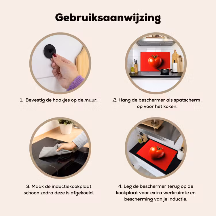 Tomaat - Rood - Hart Inductie beschemer met haakjes klein -ky-gebruik-nl