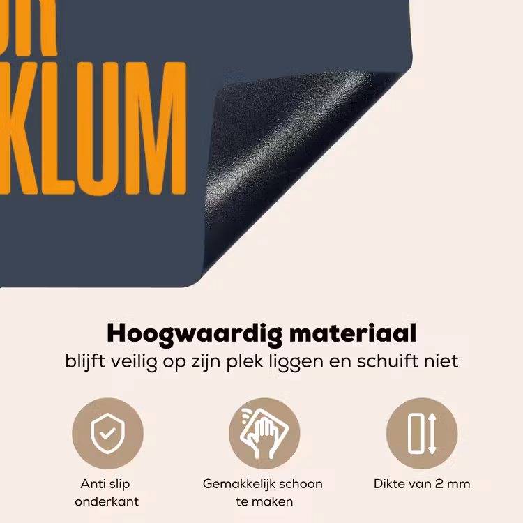 Too old for heidi klum - Geel - Blauw Inductie beschemer met haakjes klein -ky-onderkant-nl