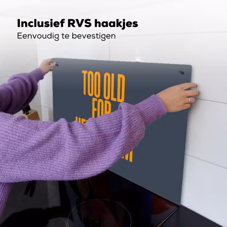 Too old for heidi klum - Geel - Blauw Inductie beschemer met haakjes klein -ky-ophangen-nl