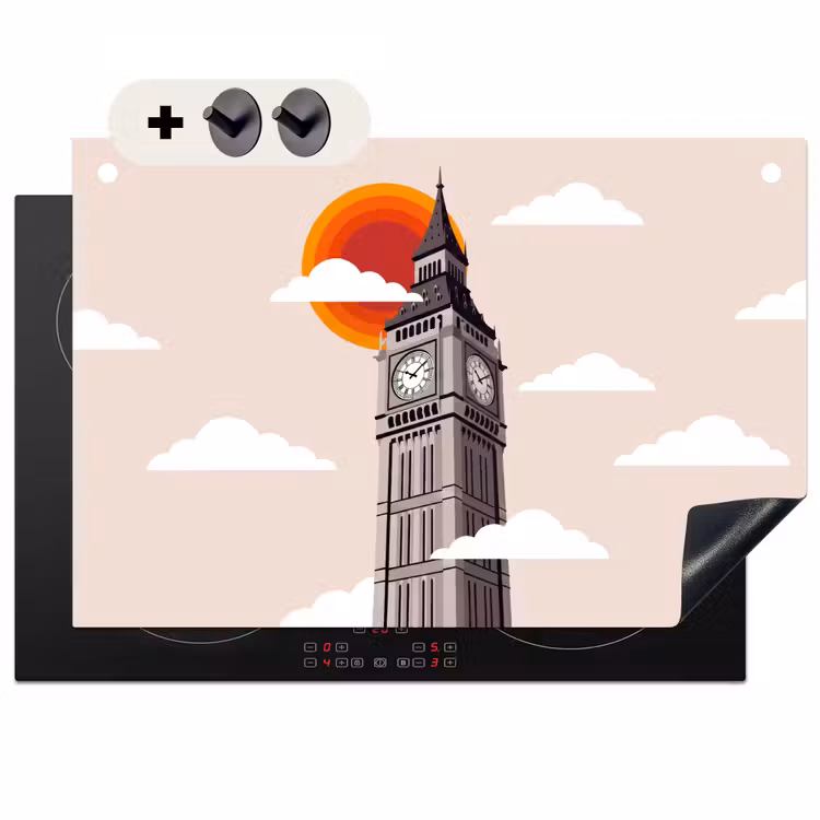 Toren - Klok - Londen - Architectuur - Retro Inductie beschemer met haakjes klein -3d