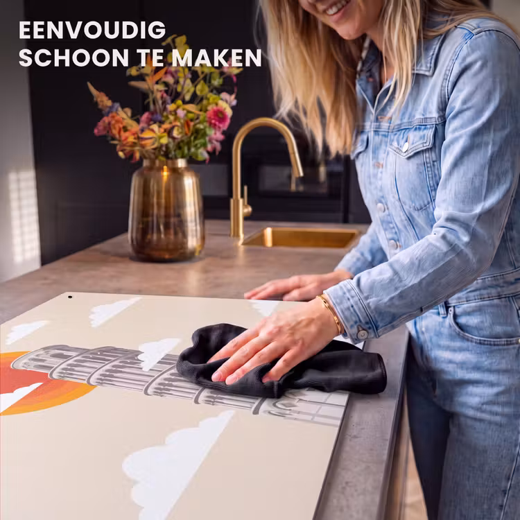 Toren - Pisa - Architectuur - Minimalistisch - Beige Inductie beschemer met haakjes klein -ky-schoon-nl