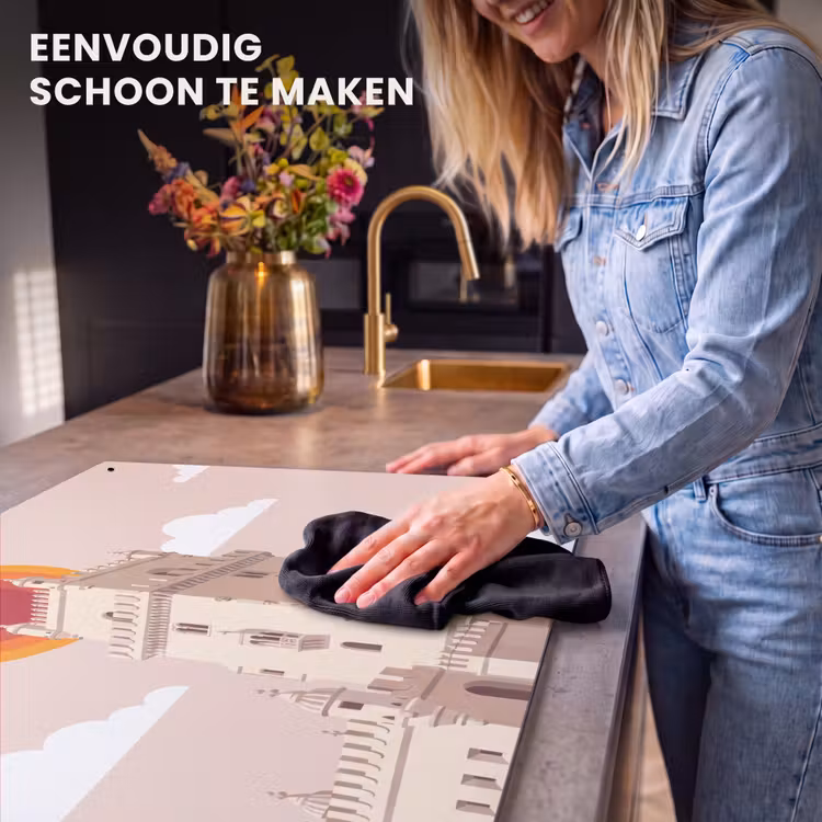 Toren - Rivier - Architectuur - Modern - Oranje Inductie beschemer met haakjes klein -ky-schoon-nl