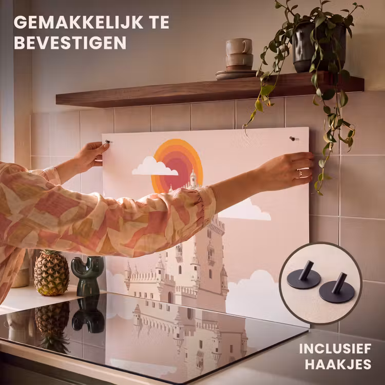 Toren - Rivier - Architectuur - Modern - Oranje Inductie beschemer met haakjes klein -ky-ophangen-nl