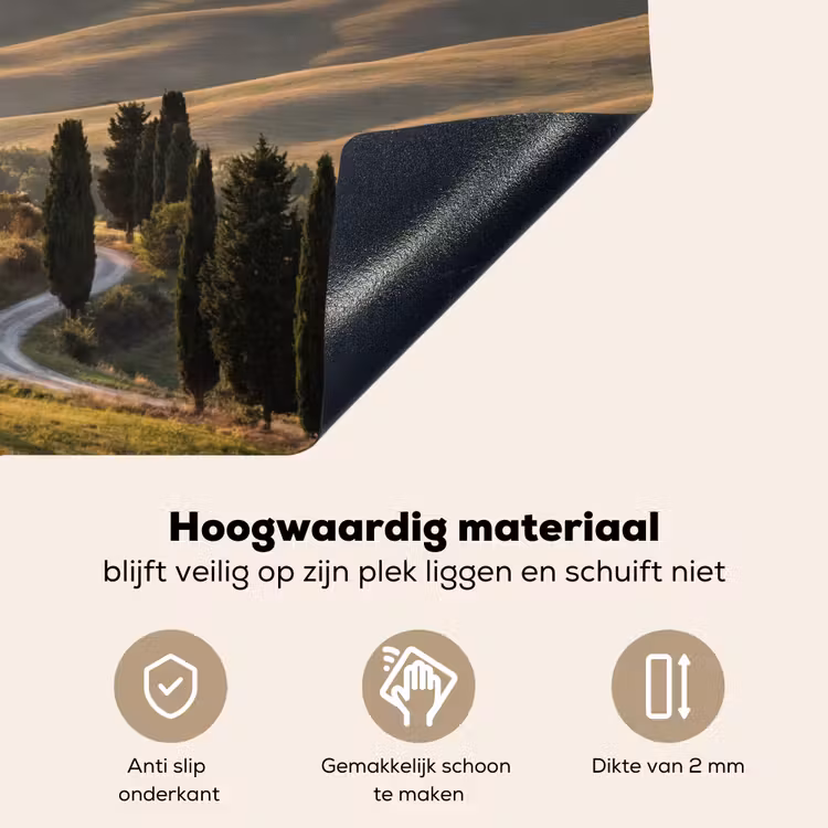 Toscaans - Landschap - Heuvels Inductie beschemer met haakjes klein -ky-onderkant-nl