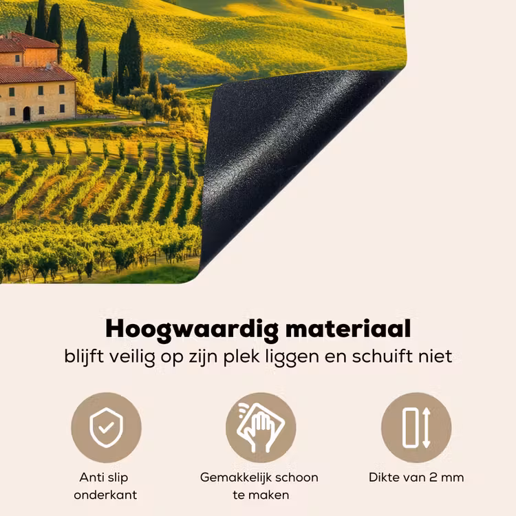 Toscane - Landschap - Wijngaarden Inductie beschemer met haakjes klein -ky-onderkant-nl