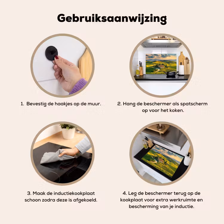 Toscane - Landschap - Wijngaarden Inductie beschemer met haakjes klein -ky-gebruik-nl