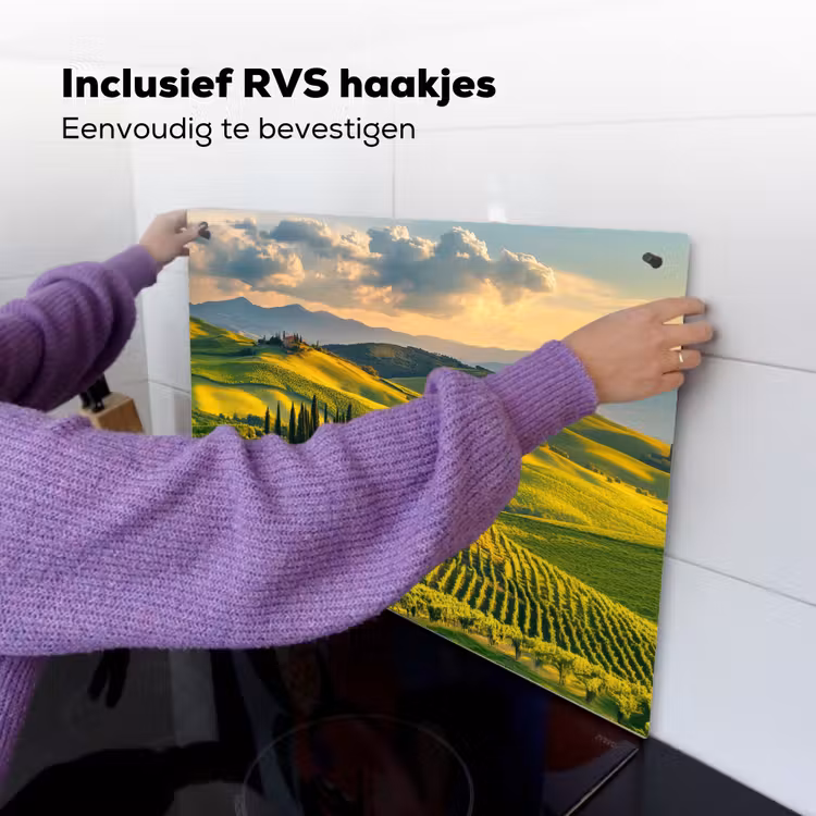Toscane - Landschap - Wijngaarden Inductie beschemer met haakjes klein -ky-ophangen-nl
