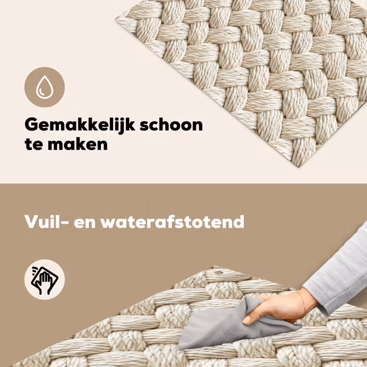 Touw - Gebreid - Beige Inductie beschemer met haakjes klein 777 -ky-schoon-nl