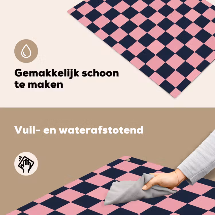 Traditioneel - Patroon - Blauw - Roze Inductie beschemer met haakjes klein 777 -ky-schoon-nl