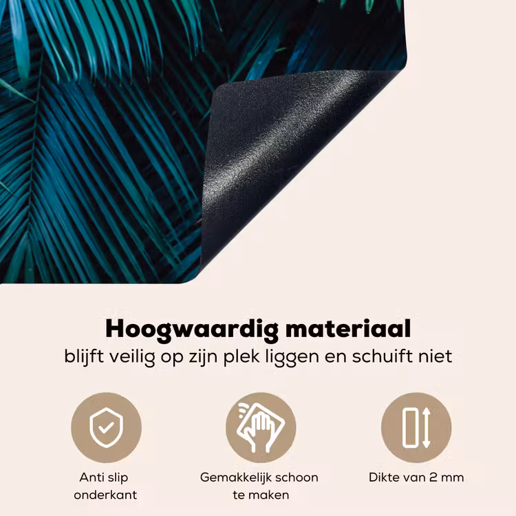 Inductie beschermer - Inductie afdekplaat - Tropical - Jungle - Bladeren - Groen Inductie beschemer met haakjes middel -ky-onderkant-nl