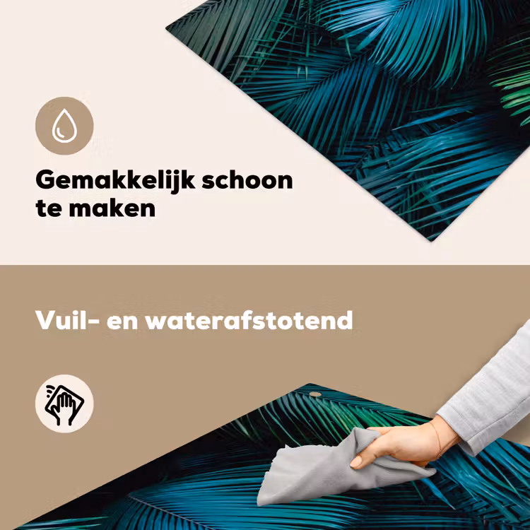 Inductie beschermer - Inductie afdekplaat - Tropical - Jungle - Bladeren - Groen Inductie beschemer met haakjes middel -ky-schoon-nl