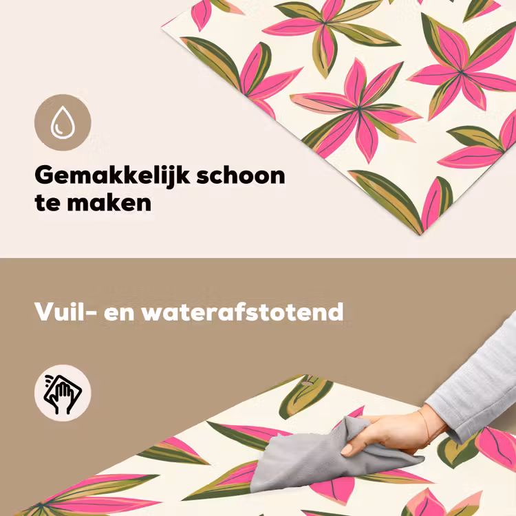 Tropisch - Bloem - Roze Inductie beschemer met haakjes klein 777 -ky-schoon-nl