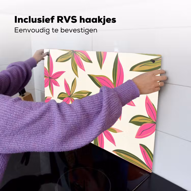 Tropisch - Bloem - Roze Inductie beschemer met haakjes klein 777 -ky-ophangen-nl