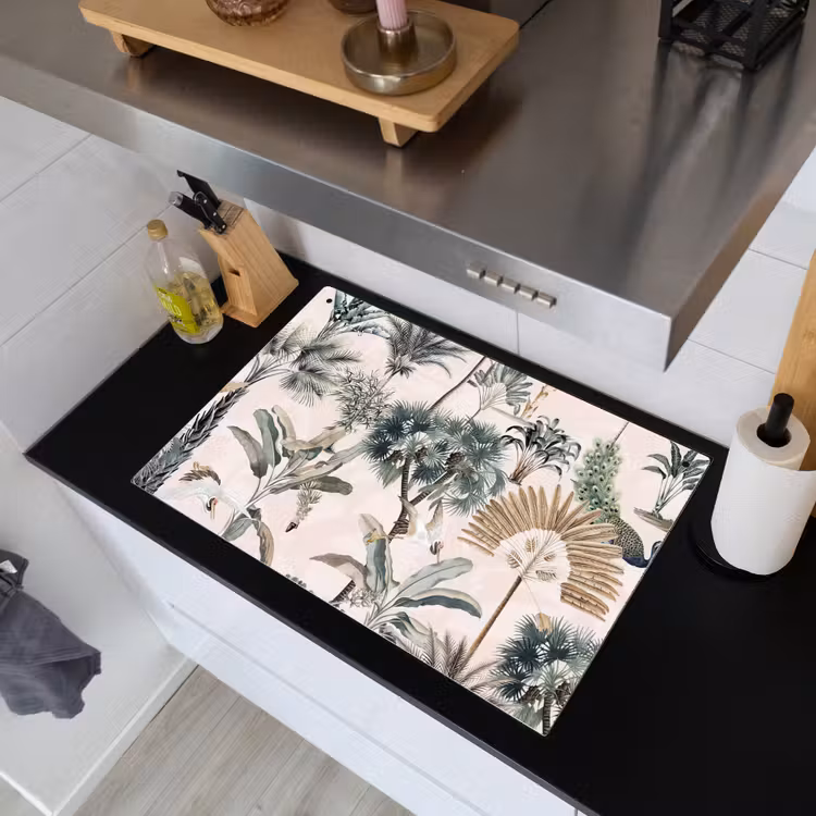 Tropisch - Bomen - Bladeren - Jungle Inductie beschemer met haakjes klein -sfeer1