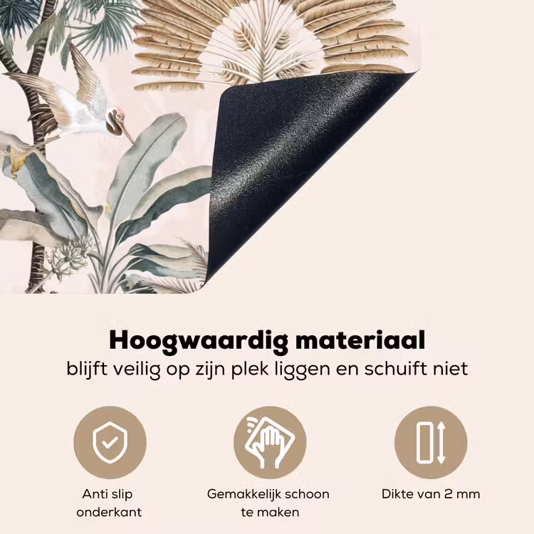 Tropisch - Bomen - Bladeren - Jungle Inductie beschemer met haakjes klein -ky-onderkant-nl