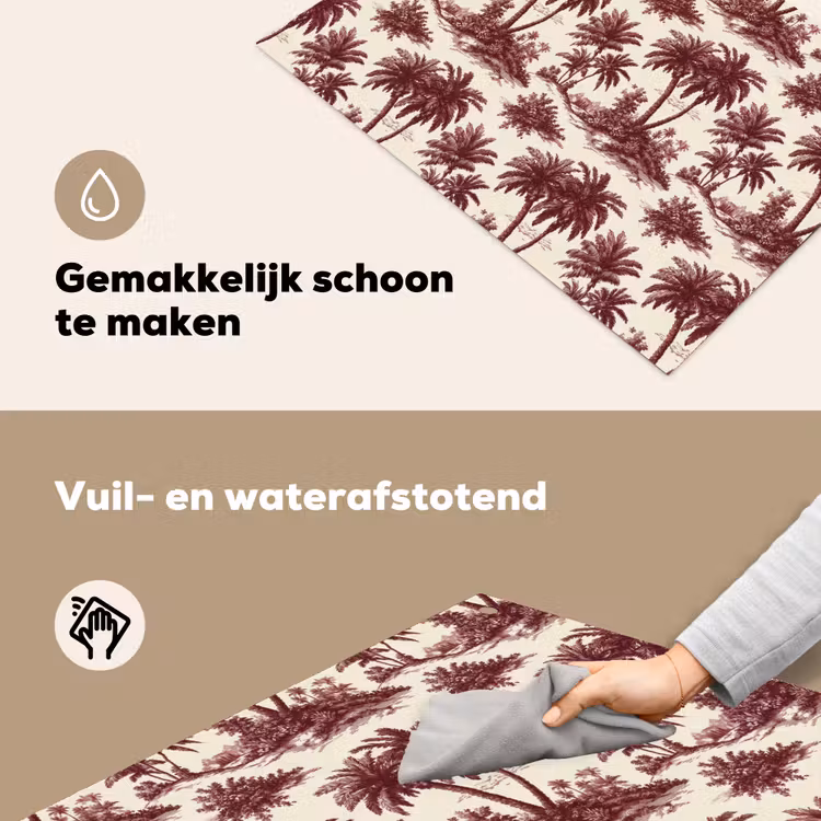 Tropisch - Geometrisch - Bordeauxrood Inductie beschemer met haakjes klein 777 -ky-schoon-nl