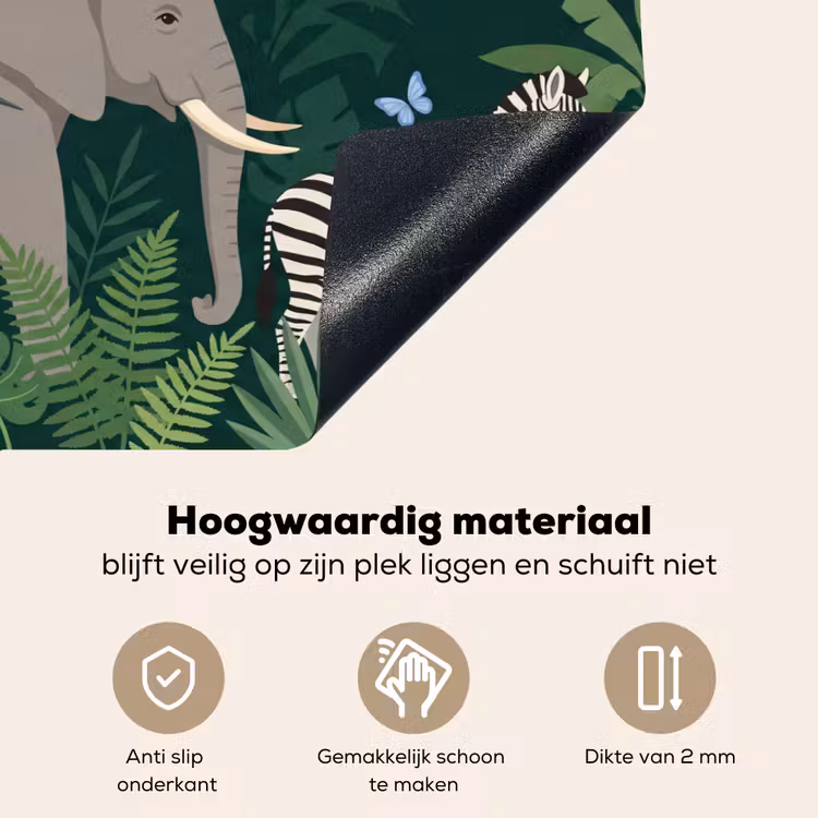 Tropisch - Jungle - Groen Inductie beschemer met haakjes klein -ky-onderkant-nl