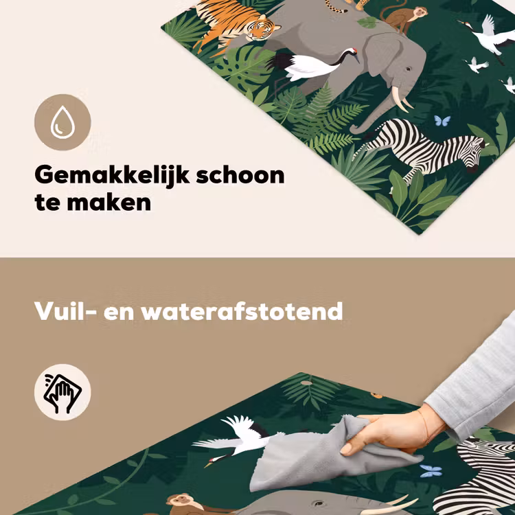 Tropisch - Jungle - Groen Inductie beschemer met haakjes klein -ky-schoon-nl