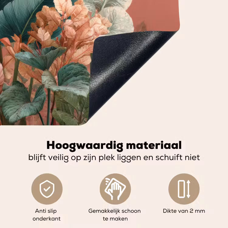 Tropische bladeren - Bloemen - Roze - groen Inductie beschemer met haakjes middel -ky-onderkant-nl