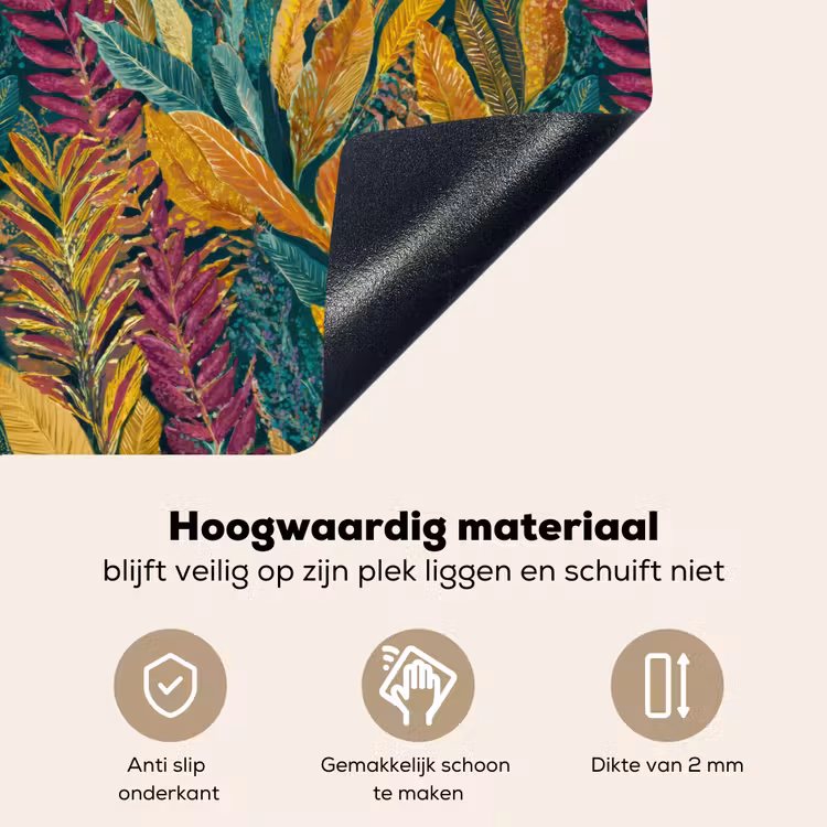 Tropische - Botanisch - Patroon - Kleurrijk - Exotisch Inductie beschemer met haakjes klein 777 -ky-onderkant-nl
