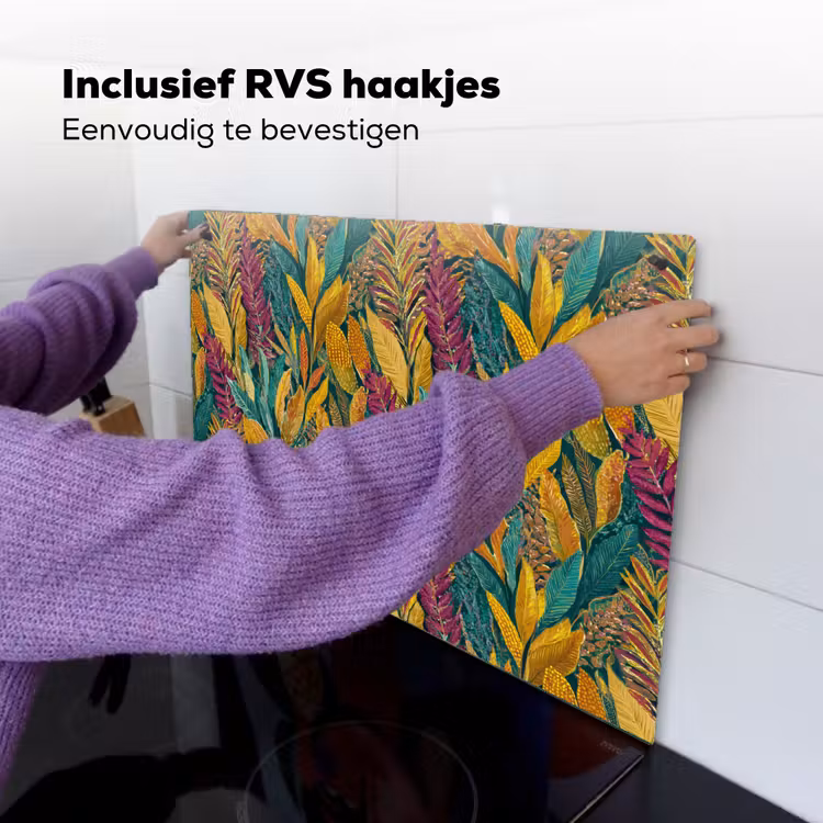 Tropische - Botanisch - Patroon - Kleurrijk - Exotisch Inductie beschemer met haakjes klein 777 -ky-ophangen-nl