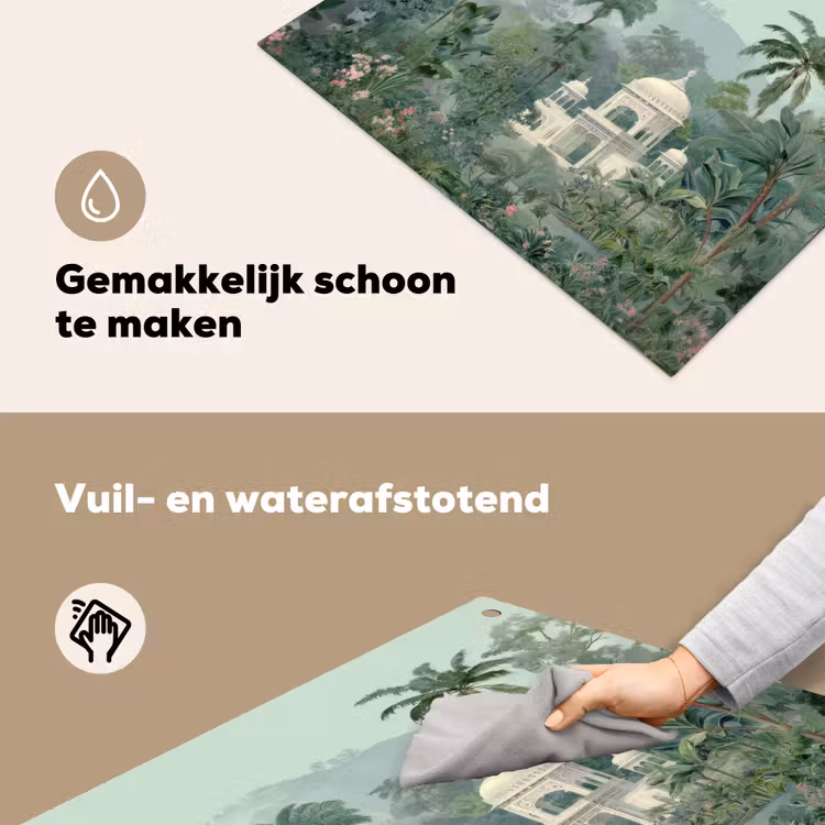Tropische tuin - Koepelgebouw - Bloemen Inductie beschemer met haakjes middel -ky-schoon-nl