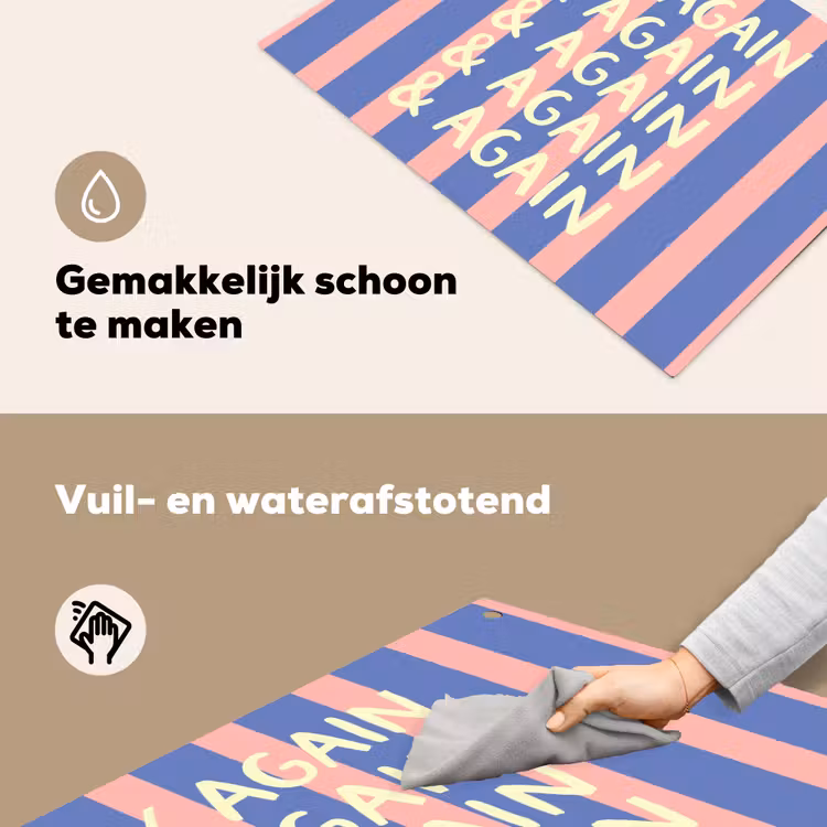 Try again - Strepen - Roze - Verticaal - Blauw Inductie beschemer met haakjes klein -ky-schoon-nl