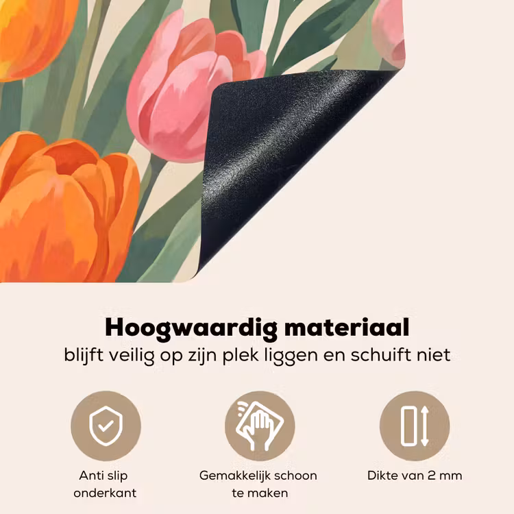 Tulpen - Abstract - Kleurrijk Inductie beschemer met haakjes klein -ky-onderkant-nl