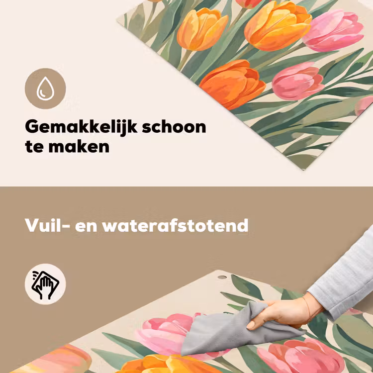 Tulpen - Abstract - Kleurrijk Inductie beschemer met haakjes klein -ky-schoon-nl