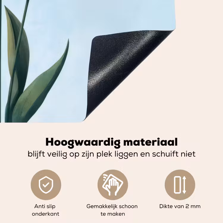 Tulpen - Blauw - Bladeren Inductie beschemer met haakjes klein -ky-onderkant-nl